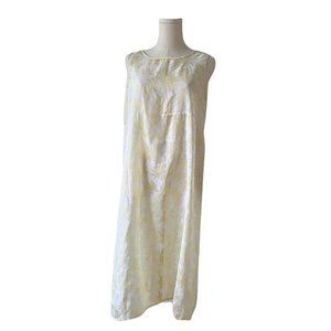 Vintage Nocturne Sheer Midi Yellow Floral Dress (Medium)